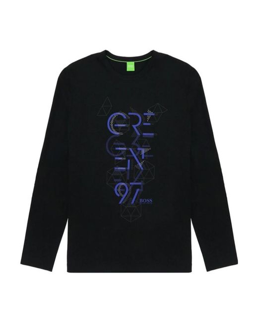 Boss Black T-Shirt With Round Neck And Long Sleeves for men