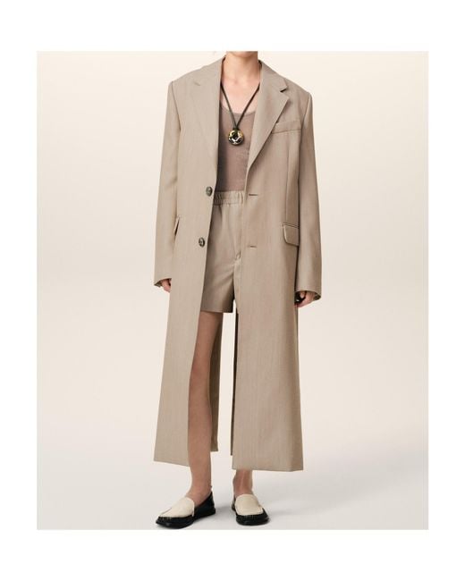 AMI Natural Back Slit Long Coat
