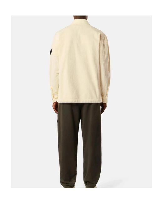 Stone Island Natural Snap-Button Shirt Jacket With Chest Pockets for men