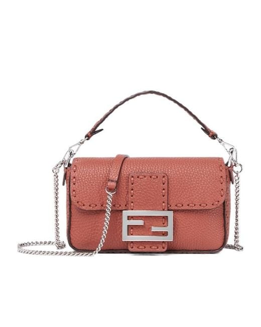 Fendi Red Baguette Mini Shoulder Bag