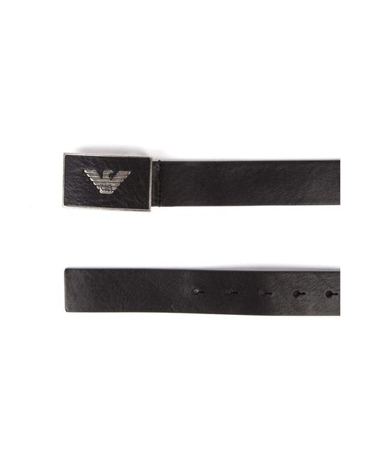 Emporio Armani White Logo Plaque Belt for men