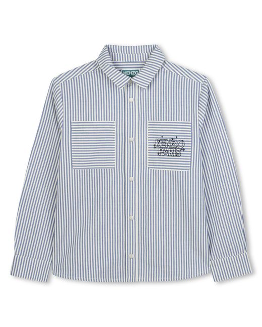 KENZO Blue Striped Pocket Shirt