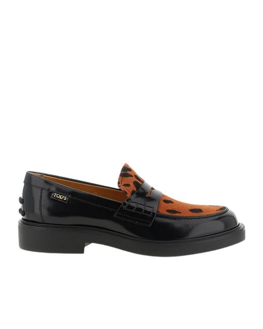 Tod's Black Animal-Print Gommini Loafers
