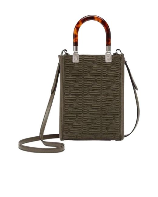 Fendi Green Monogram-Pattern Mini Bag
