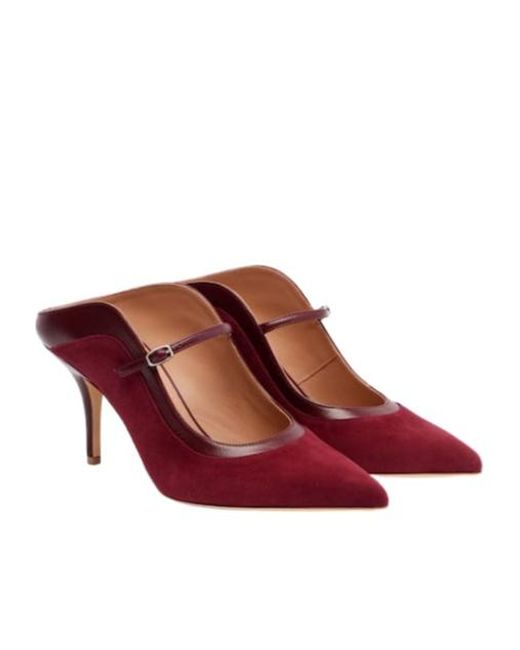Malone Souliers Red Delphi 70 Suede Mules