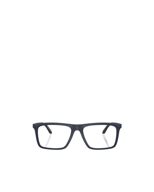 Emporio Armani White Rectangular Frame Glasses for men