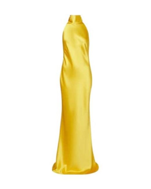 Ralph Lauren Yellow Chilton Satin Gown