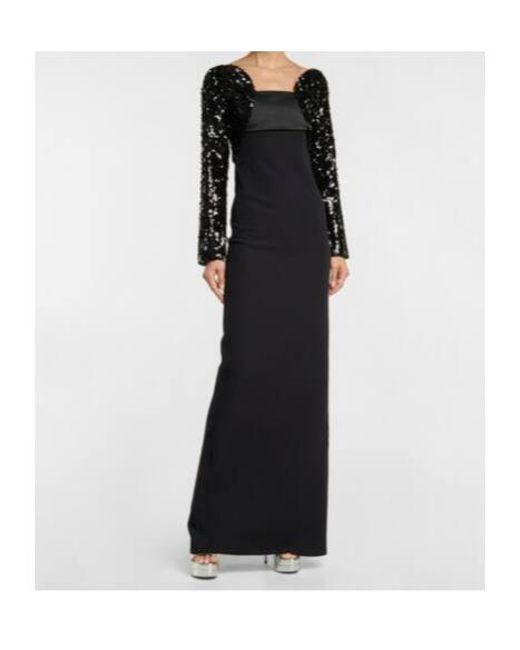 Safiyaa Black Liza Sequined Crêpe Gown