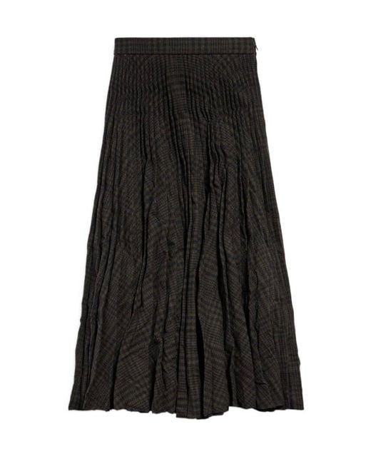 Balenciaga Black Pleated Midi Skirt