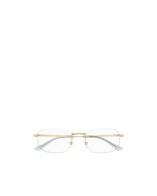 Montblanc White Eyewear Rimless Geometric Glasses
