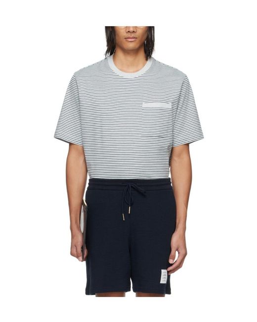 Thom Browne Gray Striped Crewneck T-Shirt for men