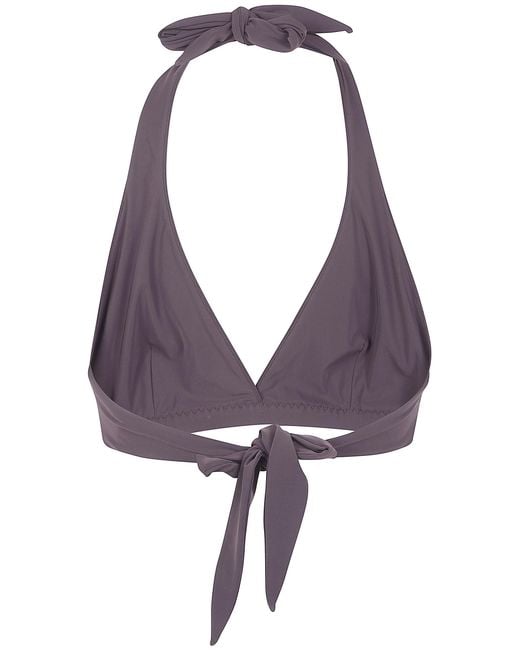 Brunello Cucinelli Purple Tie-Front Bikini Top