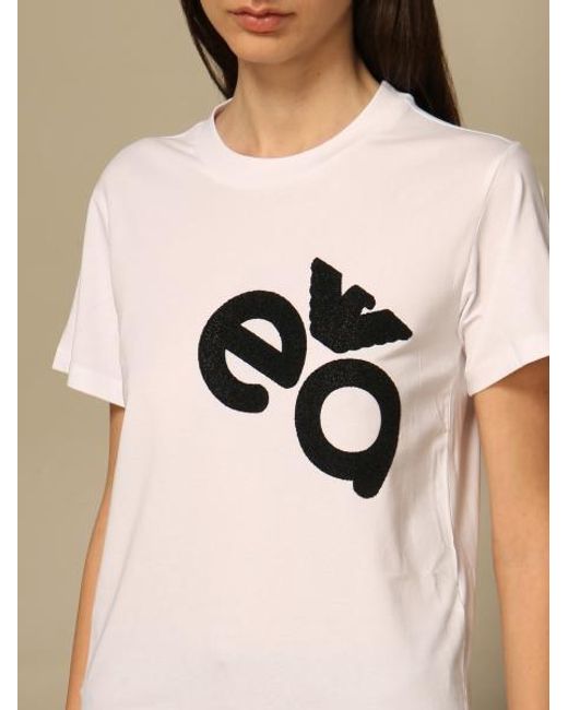 Emporio Armani White Logo-Print Cotton T-Shirt