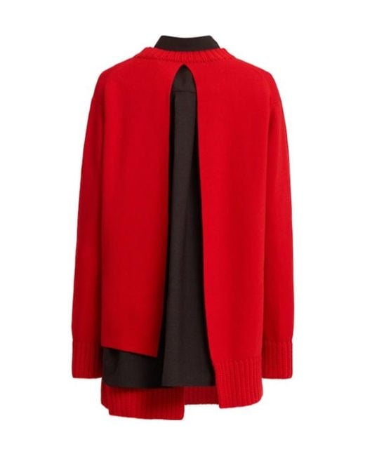 Sacai Red Wool Suiting Knit Mini Dress
