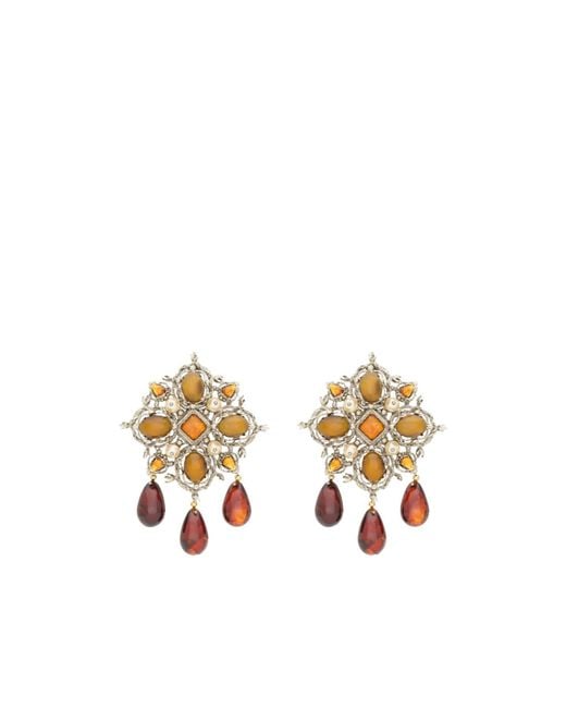 Saint Laurent White Convex Cross Earrings