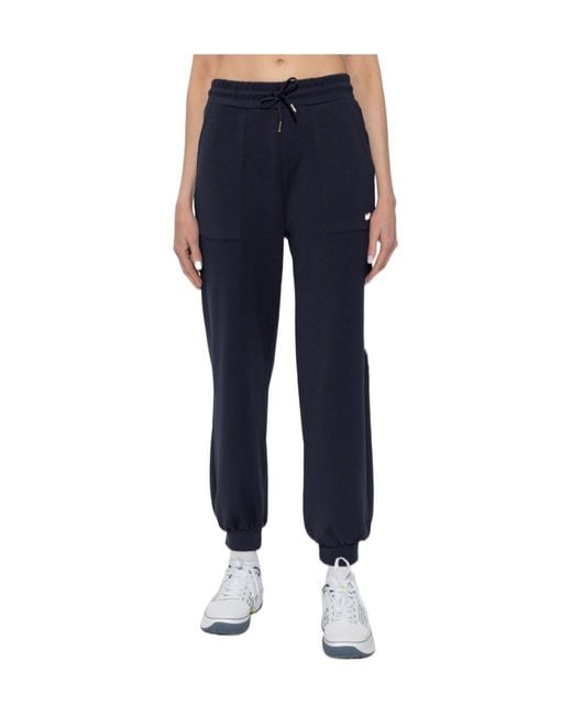 EA7 Blue Drawstring Logo-Plaque Track Pants