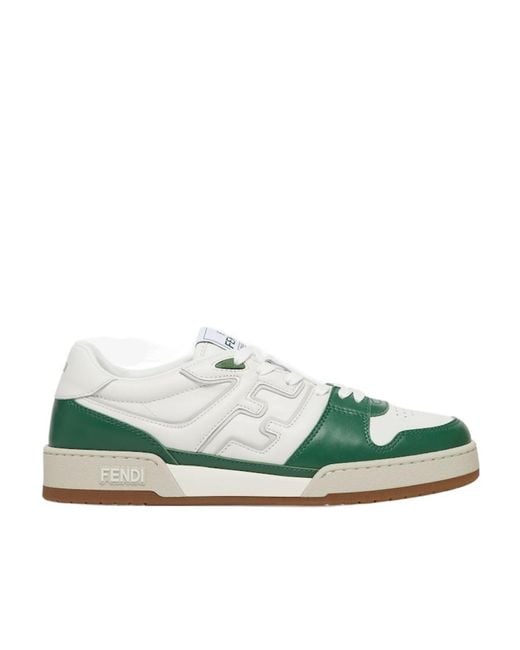 Fendi Green Match Leather Sneaker for men
