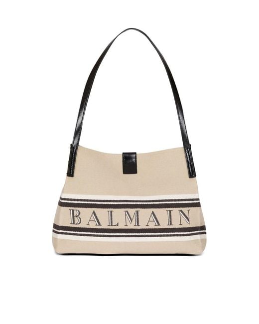 Balmain White Small Release Top Handle Bag