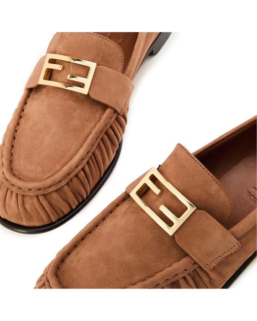 Fendi Brown Front Logo Loafers