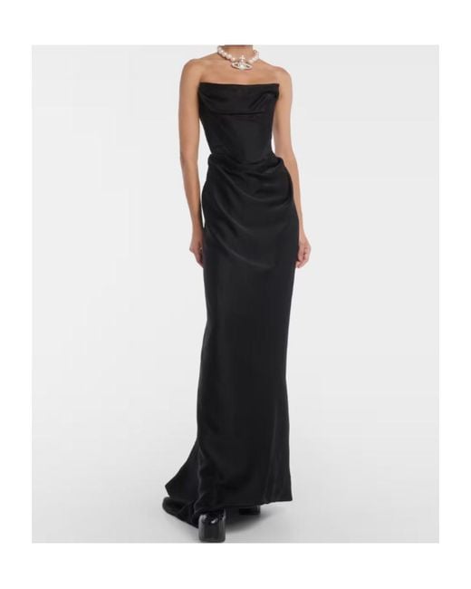 Vivienne Westwood Black Off-Shoulder Satin Gown