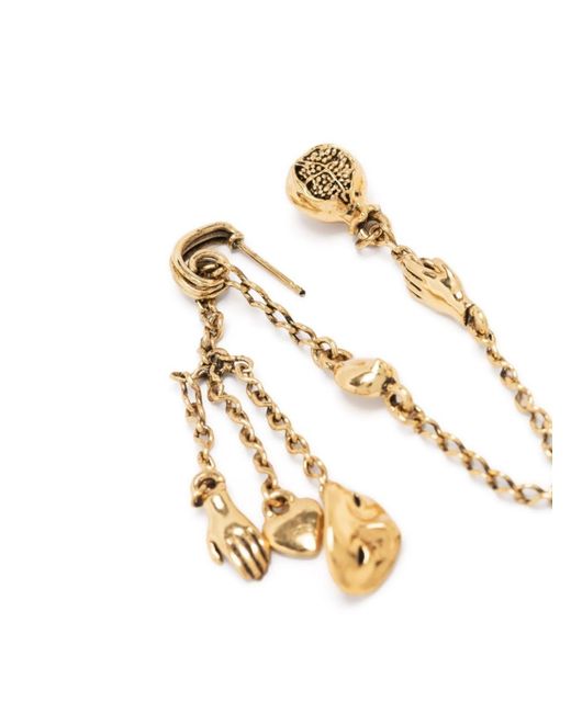 Lemaire White Charm Chain Drop Earrings