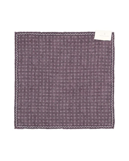 Brunello Cucinelli Purple Geometric-Pattern Pocket Square for men