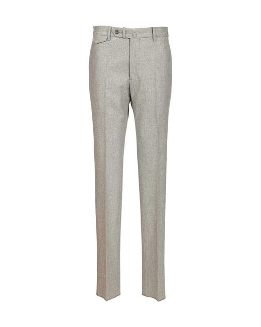 Tagliatore Gray Pleated Flannel Pants for men