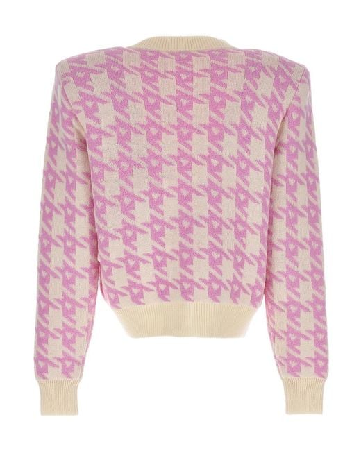 Area Pink Mussel Flower V-Neck Cardigan