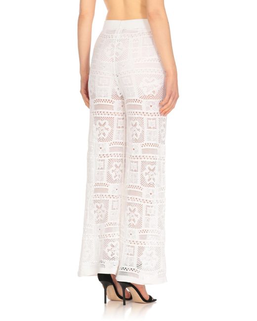 D.exterior White Elastic Waist Casual Pants