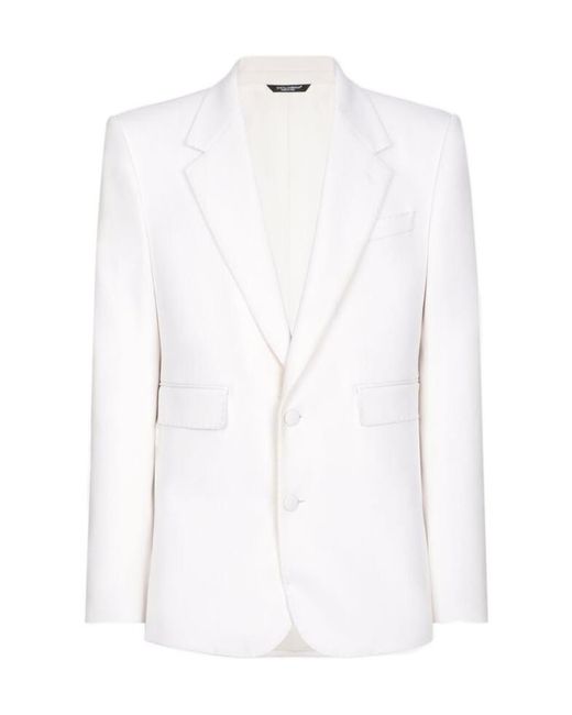 Dolce & Gabbana White Single-Breasted Sicilia Fit Jacket for men