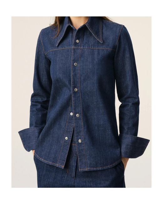 AMI Blue Ami De Coeur Long Sleeved Denim Shirt
