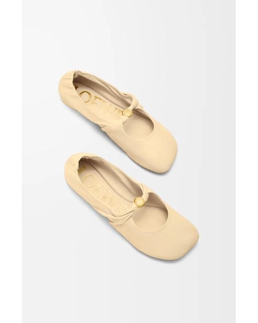 Loewe Natural Leather Pebble Soft Ballet Flats