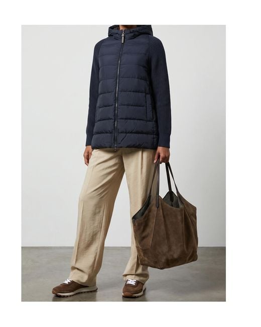 Brunello Cucinelli Blue Shiny Zipped Pull Down Jacket