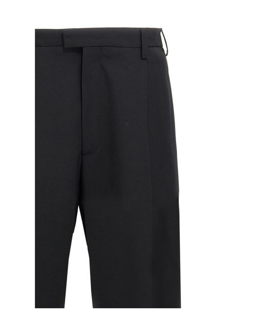 Marni Black Pleat Detailed Straight-Leg Trousers for men