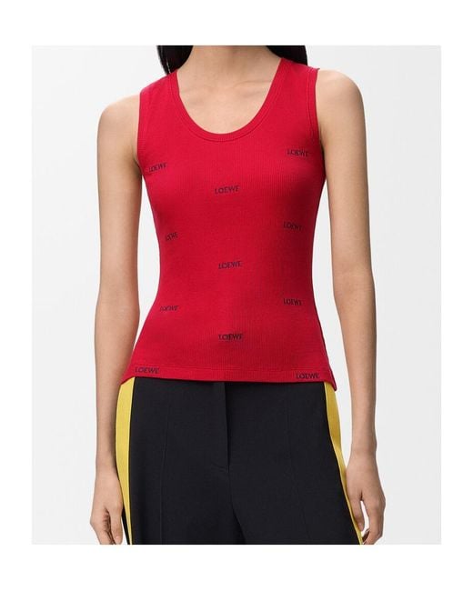 Loewe Logo-Embroidered Ribbed-Knit Tank Top