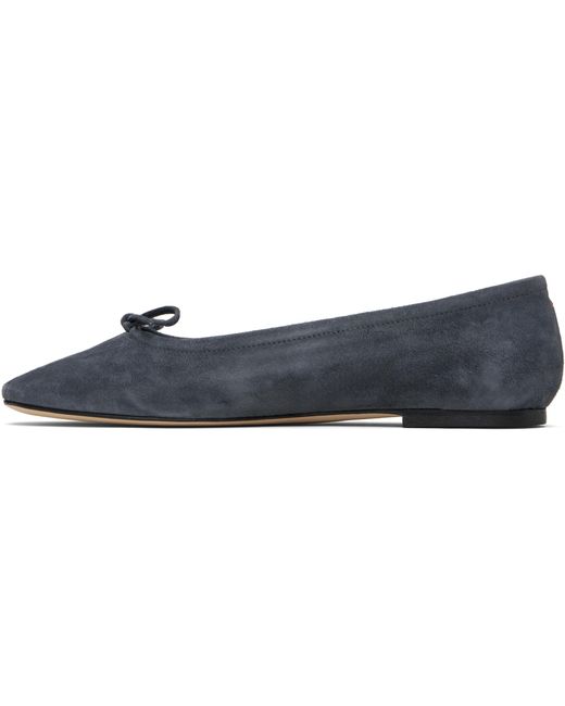 Aeyde Blue Bow-Detail Square-Toe Flats