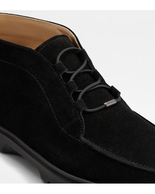 Tod's Black Lace-Up Suede Desert Boots for men