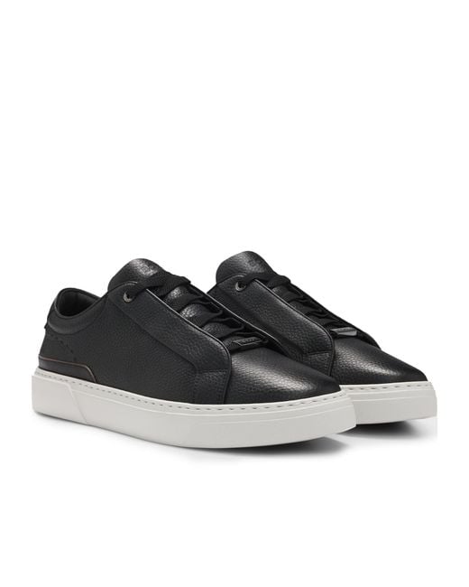 Boss Black Lace-Up Low-Top Sneakers for men