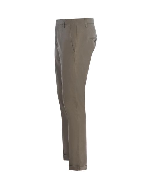 Dondup Gray Plain Tapered Leg Chinos for men