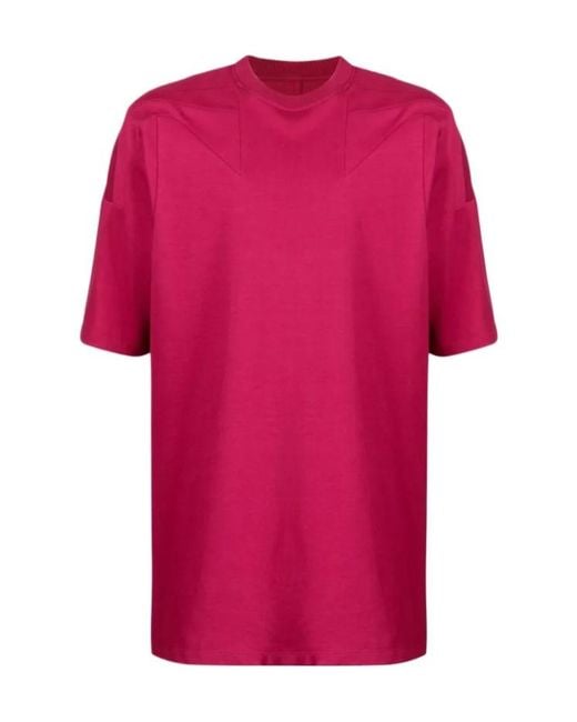 Rick Owens Pink Seam-Detail Short-Sleeved Cotton T-Shirt for men