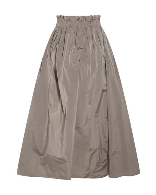 Herno Gray A-Line Elastic Waist Midi Skirt