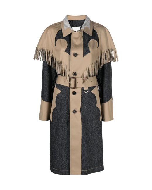 Maison Margiela Multicolor Fringed Panelled Belted Single-Breasted Coat