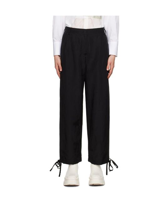 MSGM Black Elasticated-Ankles Wide-Leg Trousers