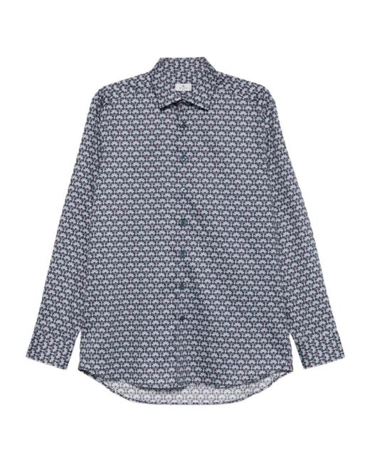 Etro Blue Patterned Shirt for men