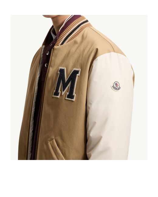 Moncler Natural Oreane Cotton Blend Varsity Down Jacket for men