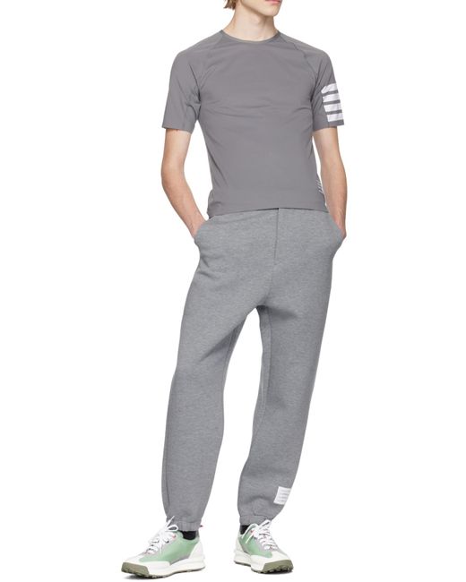 Thom Browne Gray Logo-Patch Track Pants for men