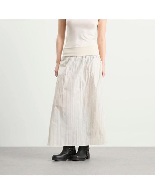 Samsøe & Samsøe White Sathea Striped Maxi Skirt