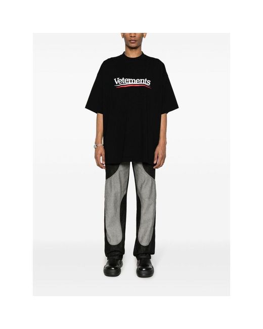 Vetements Black Logo Printed Crewneck T-Shirt for men