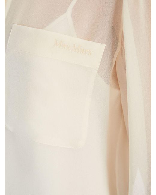 Max Mara White Curved Hem Long-Sleeved Shirt