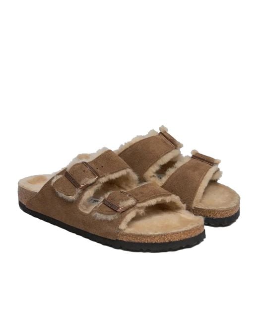 Birkenstock Brown Arizona Shearling-Lined Buckle-Fastening Sandals for men